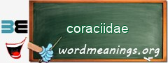 WordMeaning blackboard for coraciidae